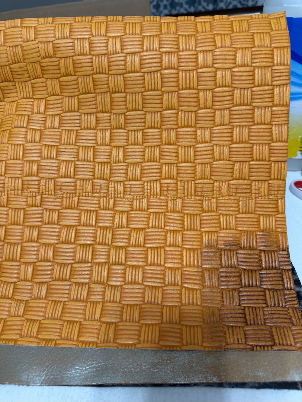 12” x 12” Hand-Tooled Leather Panel – Basket Weave Pattern